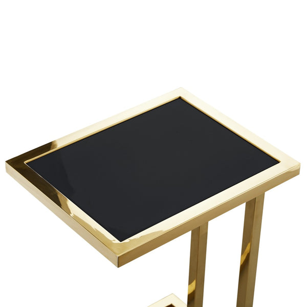 HomeRoots 22" Elegant Black and Gold End Table - Stylish Stainless Steel Frame for Modern Living Spaces 543893