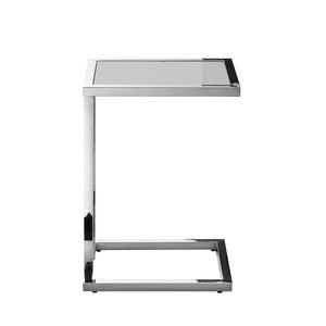HomeRoots 22" Light Gray Wood Top End Table with Sleek Stainless Steel Frame for Modern Living Spaces 543894