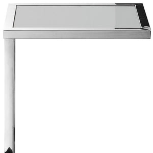 HomeRoots 22" Light Gray Wood Top End Table with Sleek Stainless Steel Frame for Modern Living Spaces 543894