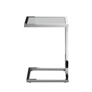 HomeRoots 22" Light Gray Wood Top End Table with Sleek Stainless Steel Frame for Modern Living Spaces 543894