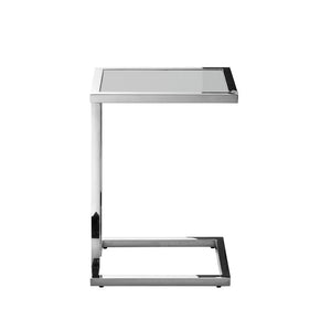 HomeRoots 22" Light Gray Wood Top End Table with Sleek Stainless Steel Frame for Modern Living Spaces 543894