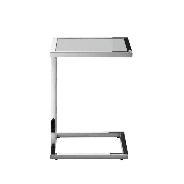 HomeRoots 22" Light Gray Wood Top End Table with Sleek Stainless Steel Frame for Modern Living Spaces 543894