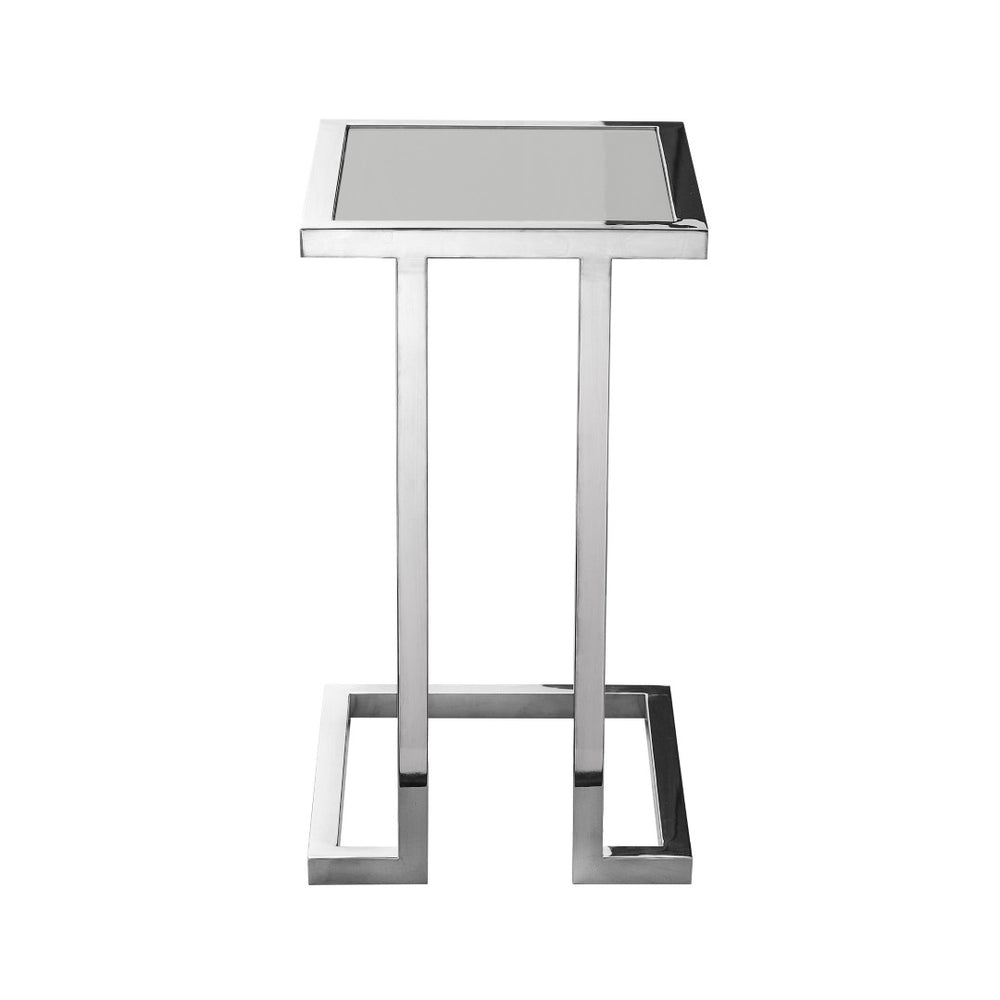 HomeRoots 22" Light Gray Wood Top End Table with Sleek Stainless Steel Frame for Modern Living Spaces 543894
