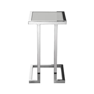 HomeRoots 22" Light Gray Wood Top End Table with Sleek Stainless Steel Frame for Modern Living Spaces 543894