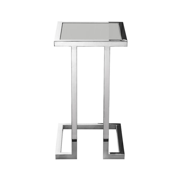 HomeRoots 22" Light Gray Wood Top End Table with Sleek Stainless Steel Frame for Modern Living Spaces 543894