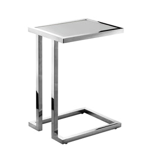 HomeRoots 22" Light Gray Wood Top End Table with Sleek Stainless Steel Frame for Modern Living Spaces 543894
