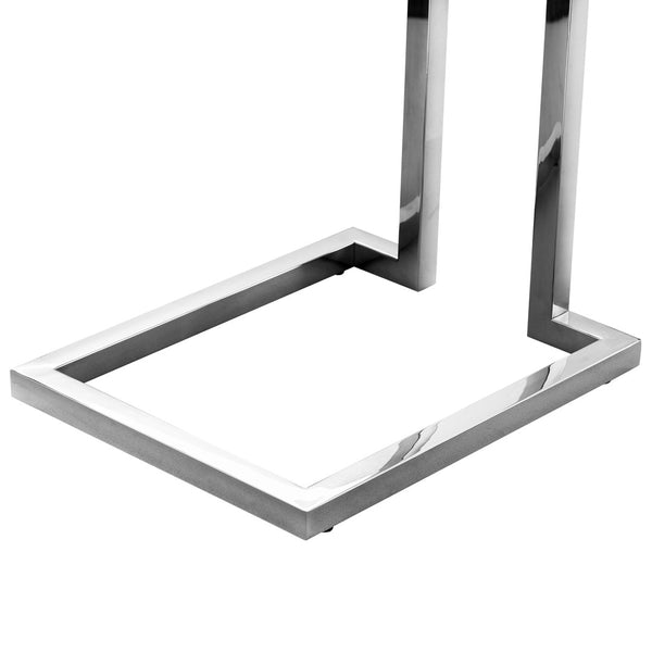 HomeRoots 22" Light Gray Wood Top End Table with Sleek Stainless Steel Frame for Modern Living Spaces 543894