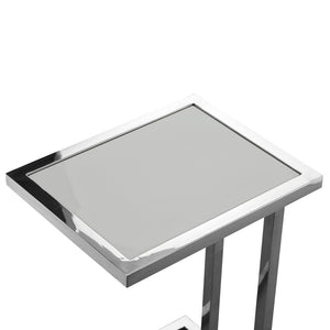 HomeRoots 22" Light Gray Wood Top End Table with Sleek Stainless Steel Frame for Modern Living Spaces 543894