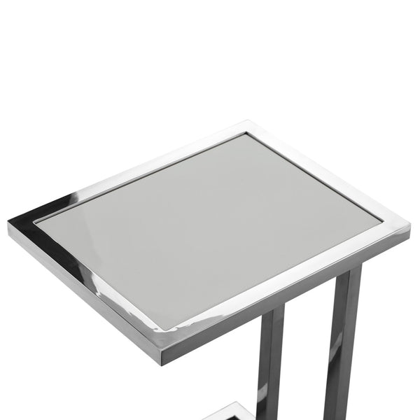 HomeRoots 22" Light Gray Wood Top End Table with Sleek Stainless Steel Frame for Modern Living Spaces 543894