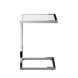 HomeRoots 22" Modern White and Silver End Table with Stainless Steel Frame – Stylish, Durable, and Versatile! 543895