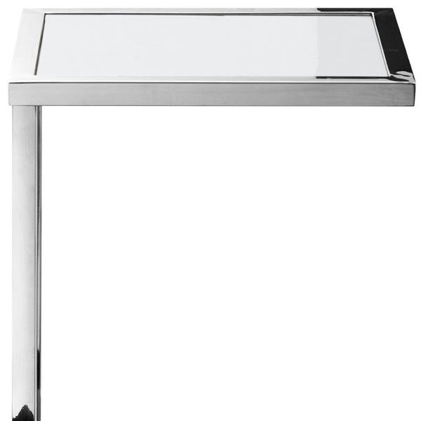 HomeRoots 22" Modern White and Silver End Table with Stainless Steel Frame – Stylish, Durable, and Versatile! 543895
