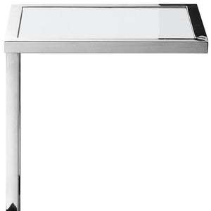 HomeRoots 22" Modern White and Silver End Table with Stainless Steel Frame – Stylish, Durable, and Versatile! 543895