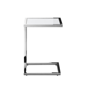 HomeRoots 22" Modern White and Silver End Table with Stainless Steel Frame – Stylish, Durable, and Versatile! 543895