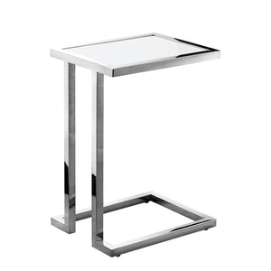 HomeRoots 22" Modern White and Silver End Table with Stainless Steel Frame – Stylish, Durable, and Versatile! 543895
