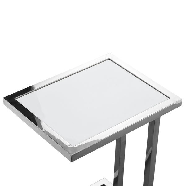 HomeRoots 22" Modern White and Silver End Table with Stainless Steel Frame – Stylish, Durable, and Versatile! 543895