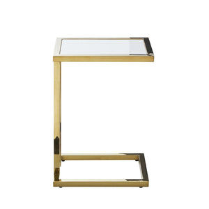 HomeRoots 22" Chic White and Gold End Table with Stainless Steel Frame - Modern Accent for Any Space 543896