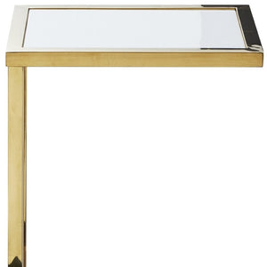 HomeRoots 22" Chic White and Gold End Table with Stainless Steel Frame - Modern Accent for Any Space 543896