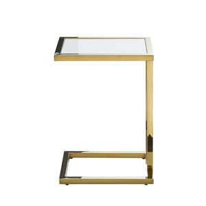 HomeRoots 22" Chic White and Gold End Table with Stainless Steel Frame - Modern Accent for Any Space 543896