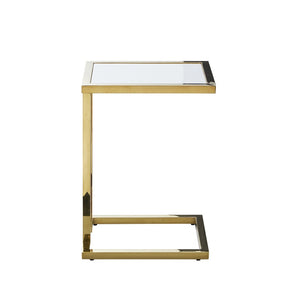 HomeRoots 22" Chic White and Gold End Table with Stainless Steel Frame - Modern Accent for Any Space 543896