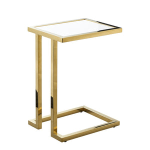 HomeRoots 22" Chic White and Gold End Table with Stainless Steel Frame - Modern Accent for Any Space 543896