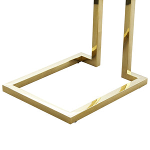 HomeRoots 22" Chic White and Gold End Table with Stainless Steel Frame - Modern Accent for Any Space 543896