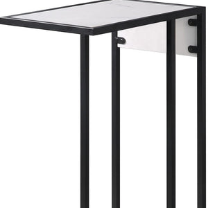 HomeRoots 26" Modern Faux Marble End Table with Iron Frame & USB Port - Stylish, Compact, and Versatile Design 543898