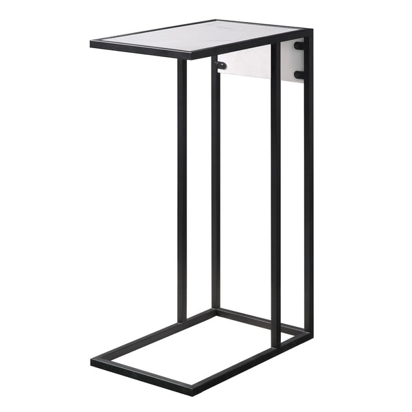 HomeRoots 26" Modern Faux Marble End Table with Iron Frame & USB Port - Stylish, Compact, and Versatile Design 543898