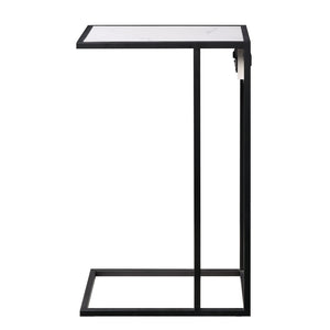 HomeRoots 26" Modern Faux Marble End Table with Iron Frame & USB Port - Stylish, Compact, and Versatile Design 543898