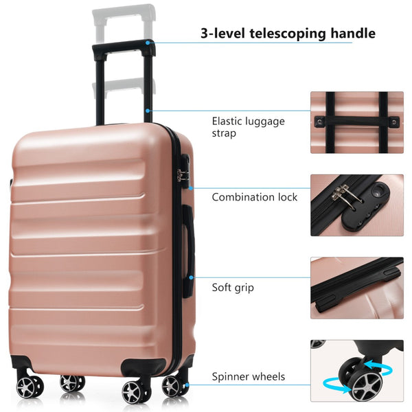 English Elm Hardshell Abs Four Piece Luggage Set with Spinner Wheels and Tsa Lock for Travel N730P368200M