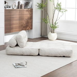 English Elm Folding Floor Sofa Bed Convertible Lounge Chair with Shredded Foam Fill for Bedroom Beige W2200P442793