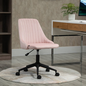 English Elm Vinsetto Elegant Velvet Mid-Back Office Chair, Scalloped Design Swivel Desk Chair For Home Use, Pink W2225P217492-GIGA