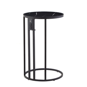 Homeroots 25" Black Veneer Round End Table Black  543900