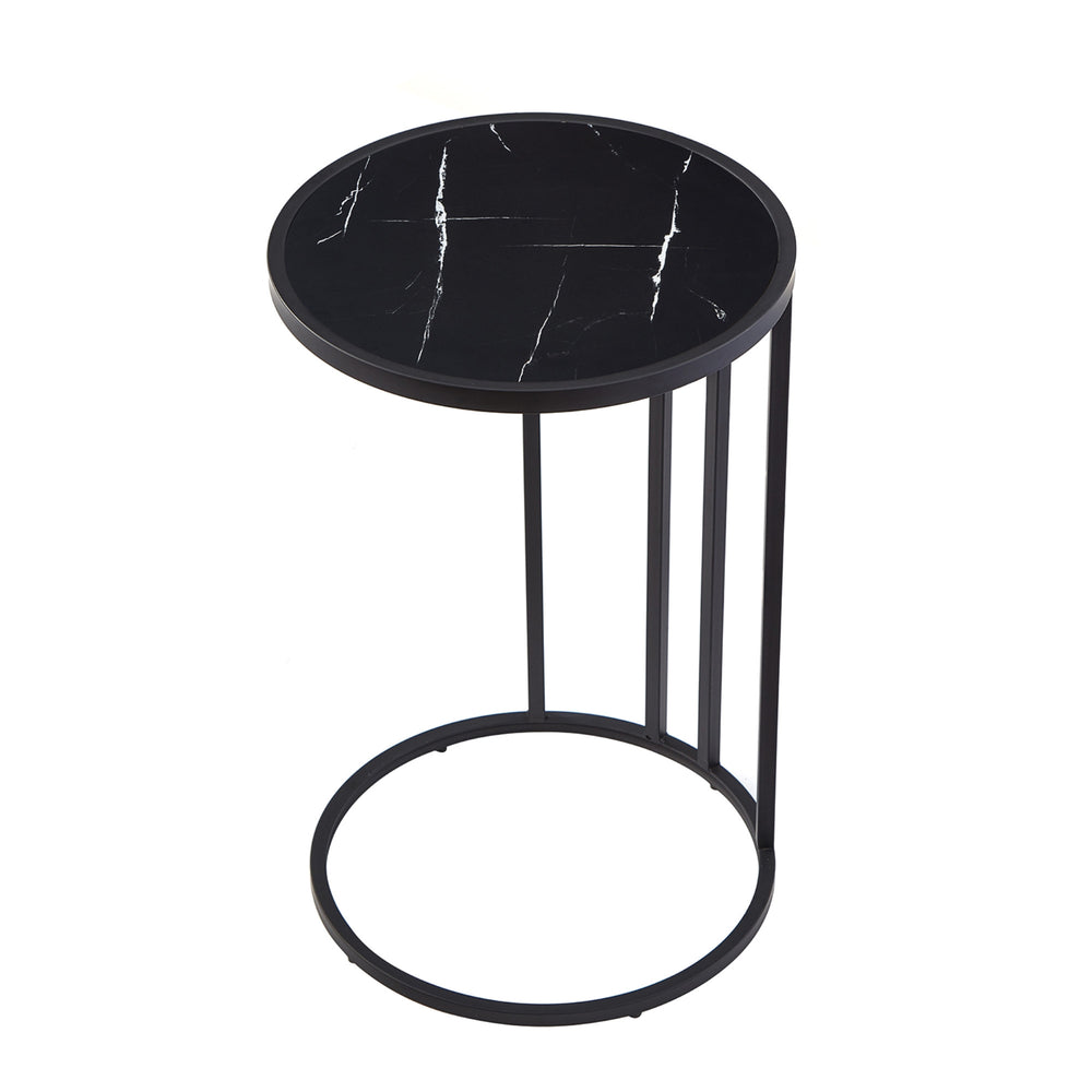 Homeroots 25" Black Veneer Round End Table Black  543900