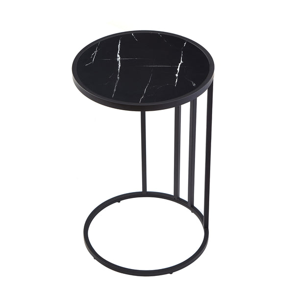 Homeroots 25" Black Veneer Round End Table Black  543900