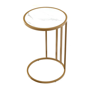 HomeRoots 25" Modern Round End Table with Durable Iron Frame - Versatile Accent for Any Room Decor White/Gold 543902