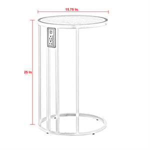 HomeRoots 25" Modern Round End Table with Durable Iron Frame - Versatile Accent for Any Room Decor White/Gold 543902