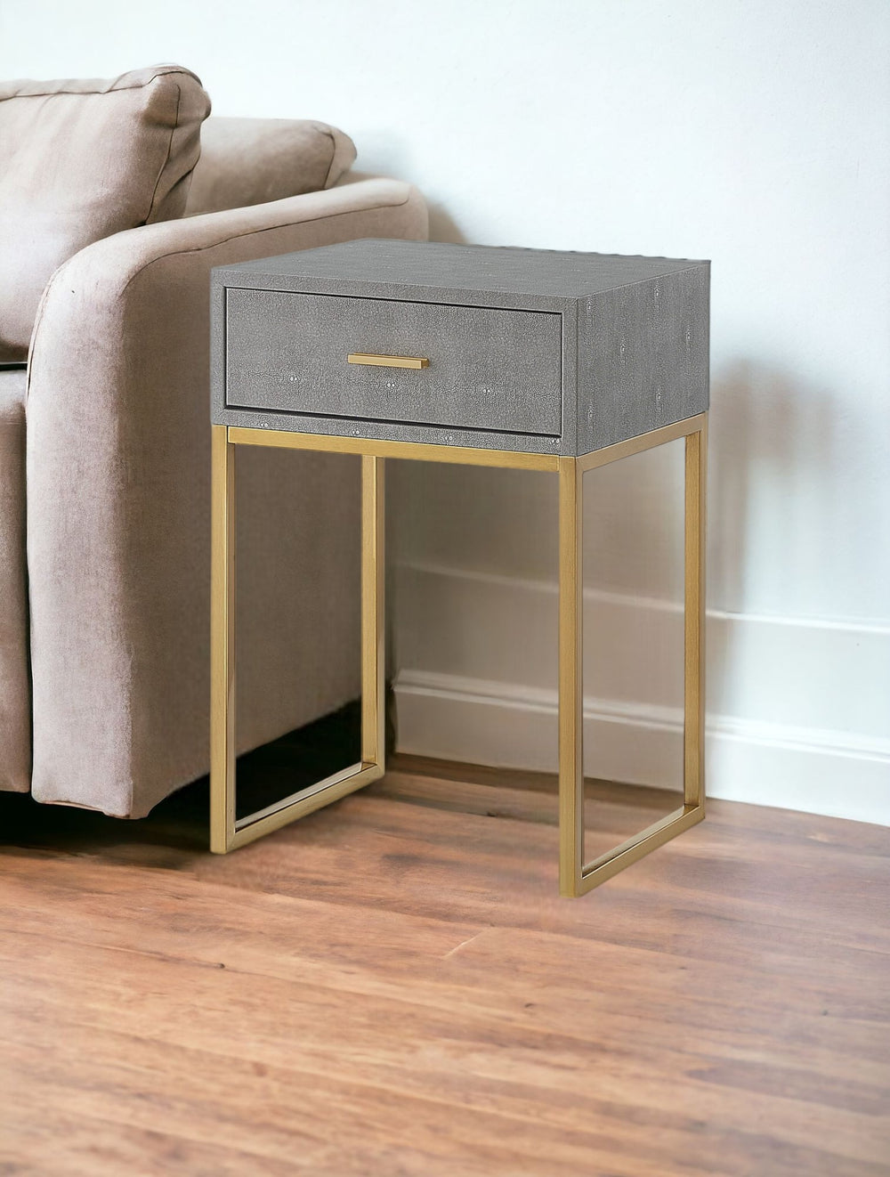 Homeroots 24" Gold And Gray End Table With Drawer Grey,Gold  543906