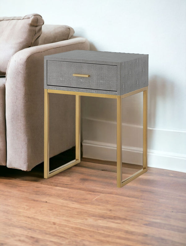 Homeroots 24" Gold And Gray End Table With Drawer Grey,Gold  543906
