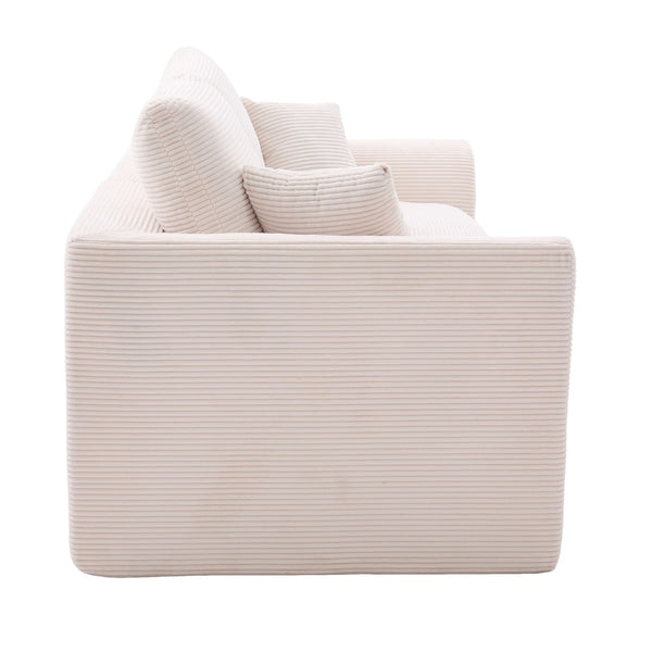 English Elm UNITED Cloud Couch Modular Sectional Sofa with Corduroy Cover, Ergonomic 2-Seater, No Assembly Needed Beige W1568P371117