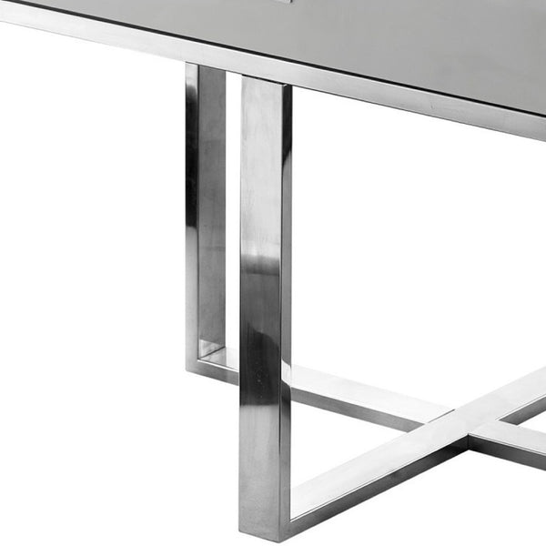HomeRoots 22" Light Gray and Silver End Table with Drawer - Modern Square Design for Living Rooms & Bedrooms 543910