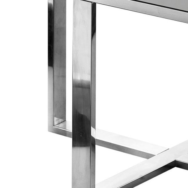 HomeRoots 22" Light Gray and Silver End Table with Drawer - Modern Square Design for Living Rooms & Bedrooms 543910