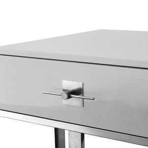 HomeRoots 22" Light Gray and Silver End Table with Drawer - Modern Square Design for Living Rooms & Bedrooms 543910