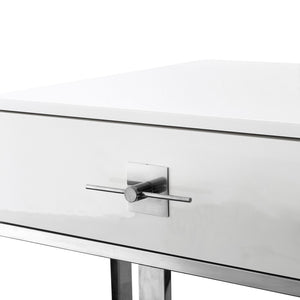 HomeRoots 22" Silver Metallic End Table with Drawer - Modern Design, Versatile Nightstand & Storage Solution 543911