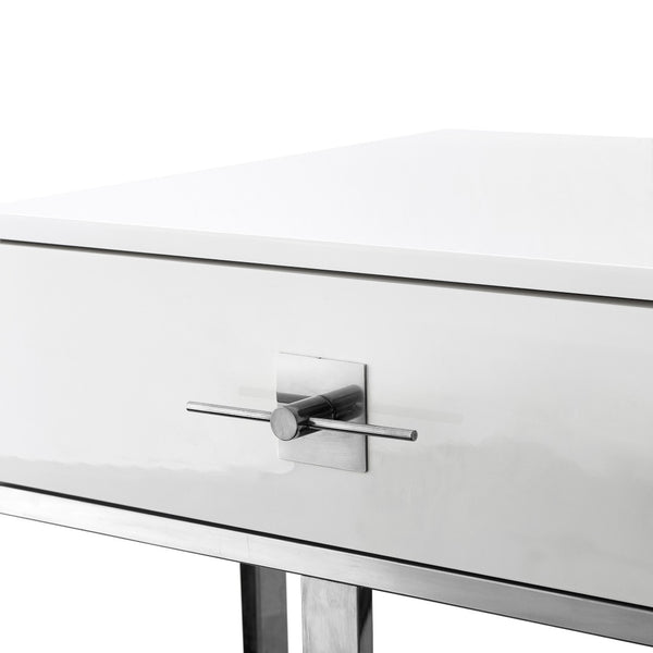 HomeRoots 22" Silver Metallic End Table with Drawer - Modern Design, Versatile Nightstand & Storage Solution 543911