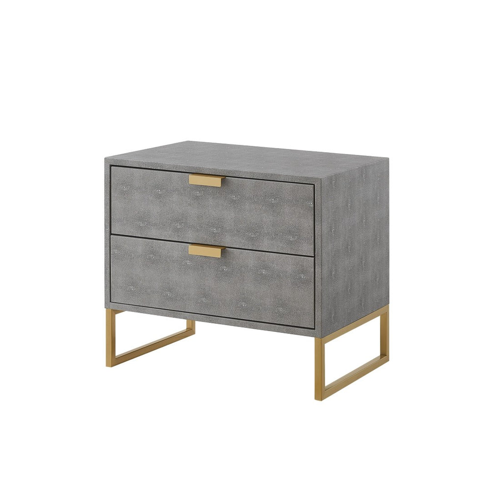 HomeRoots 21" Gray and Gold End Table with Two Drawers – Modern Accent for Living Room or Bedroom Spaces 543913