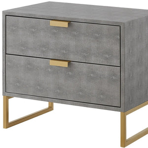 HomeRoots 21" Gray and Gold End Table with Two Drawers – Modern Accent for Living Room or Bedroom Spaces 543913