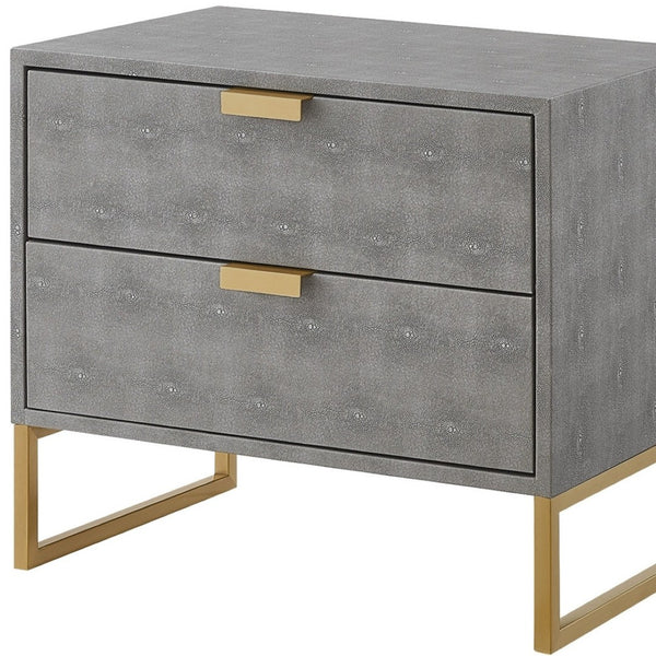 HomeRoots 21" Gray and Gold End Table with Two Drawers – Modern Accent for Living Room or Bedroom Spaces 543913