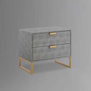 HomeRoots 21" Gray and Gold End Table with Two Drawers – Modern Accent for Living Room or Bedroom Spaces 543913