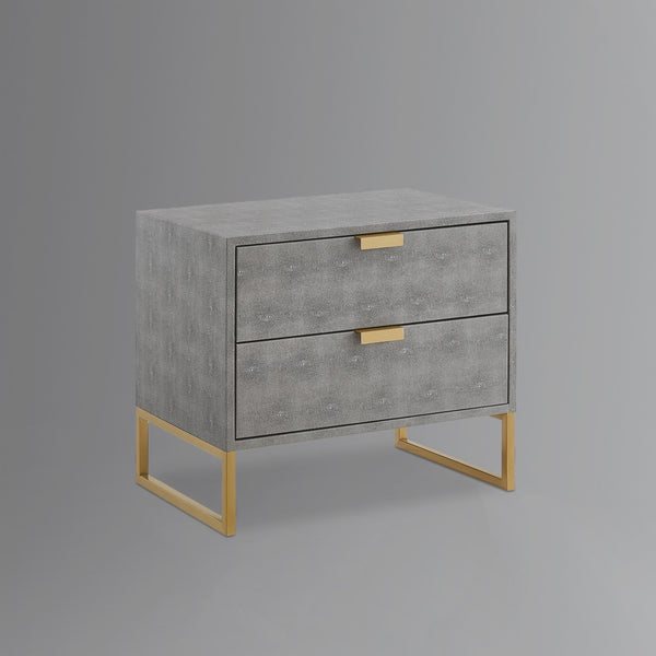 HomeRoots 21" Gray and Gold End Table with Two Drawers – Modern Accent for Living Room or Bedroom Spaces 543913