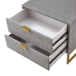 HomeRoots 21" Gray and Gold End Table with Two Drawers – Modern Accent for Living Room or Bedroom Spaces 543913
